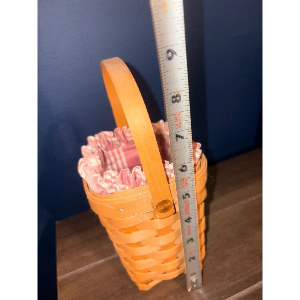 Longaberger 1997 American Cancer Society Basket Pink Stripe Liner Protector